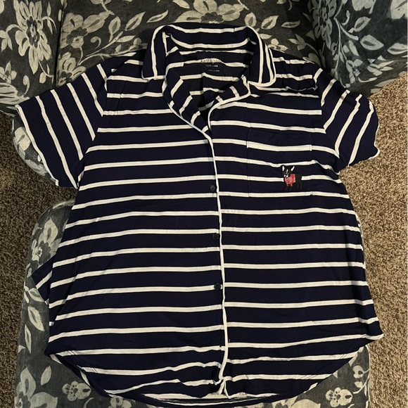 Kate spade cropped pant PJ set - striped with Boston terrier - Picture 1 of 5